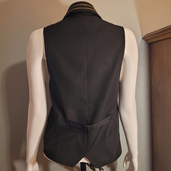 ESCA Black & Gold Glitter Uniform Style Vest Women’s Small Casino Costume Zipper - Picture 5 of 14